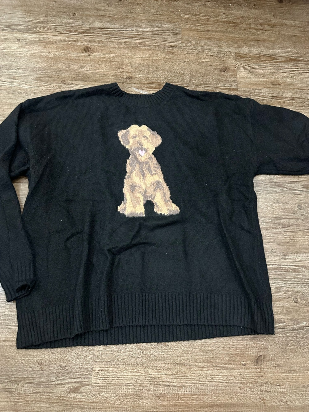Black Sweater with Dog Motif